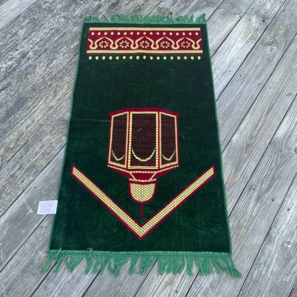 Jai Namaz Prayer Rugs Green Velvet Religious Area Rug Musalah Janamaz Rug New - Picture 4 of 11